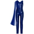 thumbnail image 3 of Aislor Combinaison une Pièce Sans Manches à Sequins pour Filles, Col en V, pour Mariage, Fête, Bal, Bleu Marine 16, 3 of 5