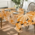 thumbnail image 3 of Halloween Tablecloth 60x84 Inch Rectangular, Spider Web Pattern Cobweb Scary Themed Washable Table Cover for Party Picnic Dinner Decor Orange, 3 of 6