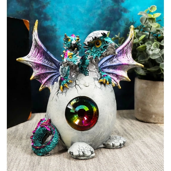 Metronome Crystal Purple Blue Hydra Dragon Hatchling Breaking Out Of Egg Statue