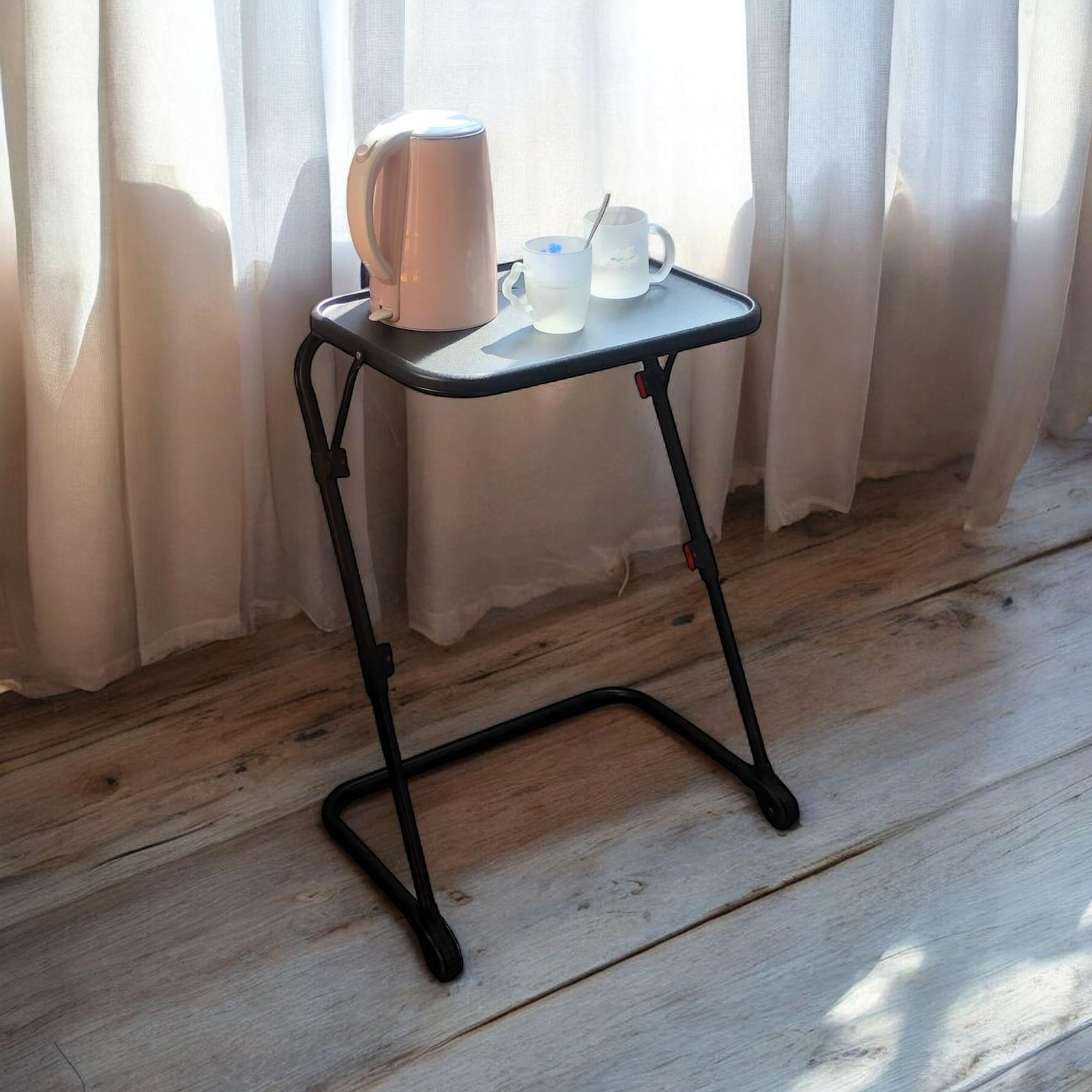 Homy Casa Portable Folding Microwave Table with Fixed Cup Holder and Multi-Level Height