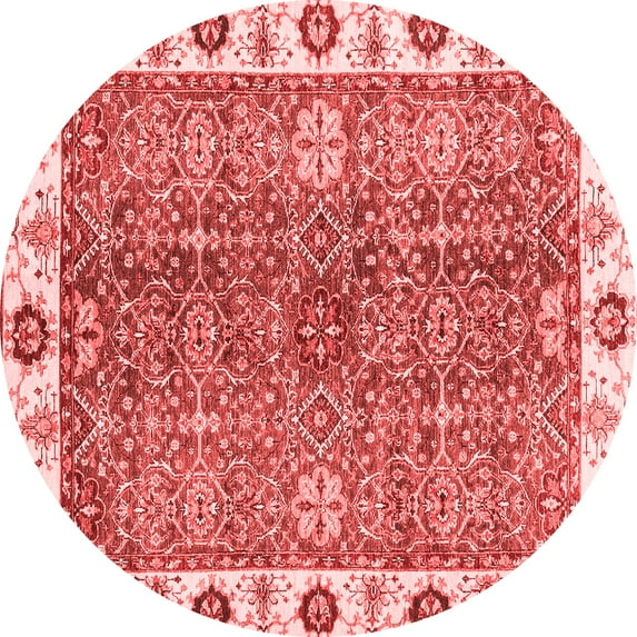 Ahgly Company Indoor Round Oriental Red Traditional Area Rugs, 7' Round