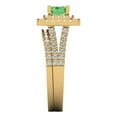 thumbnail image 3 of 3.05ct Brilliant Emerald Cut Green Zircon 18K Yellow Gold Halo Solitaire with Accents Engagement Bridal Wedding Ring Band Set size 6.25, 3 of 7