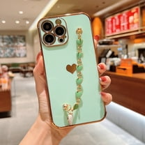 Dteck For iPhone 11 Pro Hybrid Shockproof Plating Heart Patterned Lens Protector with Wristband Case Cover,Mint