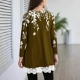 thumbnail image 4 of aohooy Lace Tops for Teens Long Sleeve Crewneck Tunic Lace Trim Hem Blouses Cute Boho Fall Pullover Printed Loose Soft Tees Brown,12-13Years, 4 of 6