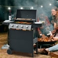 thumbnail image 2 of Deiokin 4-Burner Propane Gas Grill, 34,000 BTU Stainless Steel BBQ Grill with Two Side Shelves, Thermometer, and Wheels, 2 of 9