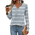 thumbnail image 2 of HAiming Womens Striped Tops Casual Long Sleeve V Neck Button Shirts Loose Dressy Tunic Blouses Fall Fashion Clothes, 2 of 5