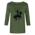 thumbnail image 4 of Royisotas Western Style Printed Tops for Women Green Casual 3/4 Sleeve Summer T-Shirts Crew Neck Loose Shirts Plus Size, 4 of 4