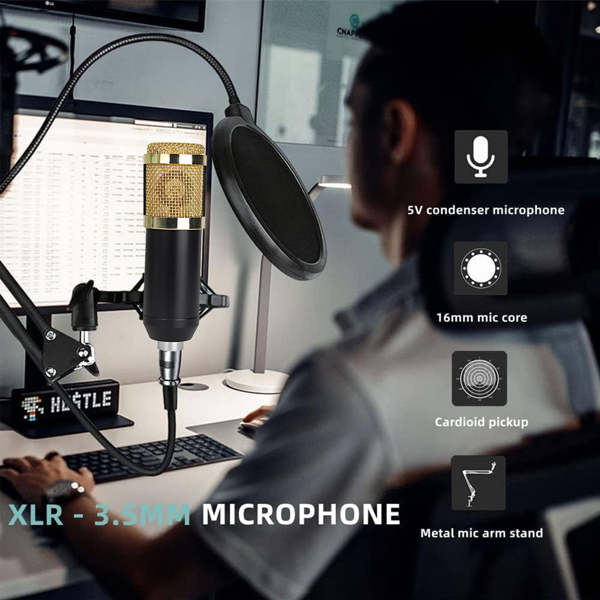 Pecham Podcast Equipment Bundle, Audio Mixer Condenser Microphone with Sound Card for Laptop Computer Vlog Living Broadcast Live Streaming YouTube TikTok
