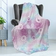 thumbnail image 4 of Pastel Soft Flannel Fleece Blanket, Whimsical Fantasy Pattern with Ring Shapes Dots Random Circles Dreamlike, Cozy Plush for Indoor and Outdoor Use, 60" x 80", Pale Pink Aqua White, by Ambesonne, 4 of 5
