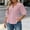Pink, variant on IUYRTFE Women's Plus Size Collared Blouse 3/4 Puff Sleeve Button Down Peplum Top