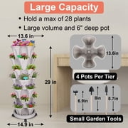 iHomeGarden 2 Pack of 7 Tier Strawberry Planter Tower, Stackable Vertical Garden Planter with Wheels for Herbs Flowers Vegetables, Gray