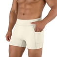 thumbnail image 2 of Men's High Waist Compression Athletic Shorts with Pockets, Breathable Tight Fit Gym Training 3 Inch Inseam Workout Bottoms for Running and Fitness, 2 of 6