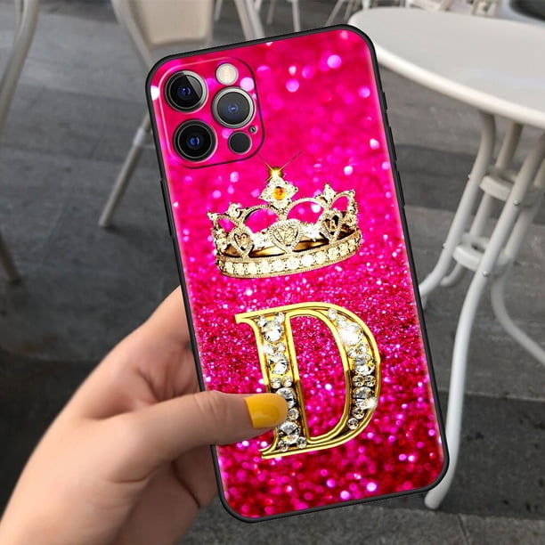 Funda de teléfono con letras de diamantes rosas para Apple iPhone 11, 7, 12, 13 Pro, XR, X, XS Max, 6, 6S, 8, 14 Plus, Funda suave a prueba de golpes, 14mini Fivean unisex