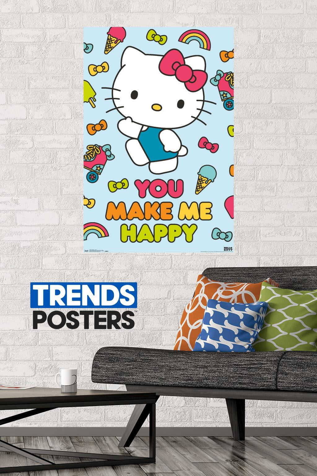 Hello Kitty - Happy Wall Poster, 22.375" x 34"