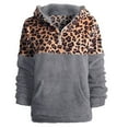thumbnail image 4 of Shadoumai Leopard Print Hoodie For Women 1/4 Zipper Collar Top Double Sided Fleece Warm Jacket With Pockets Plus Size Clothes, 4 of 8
