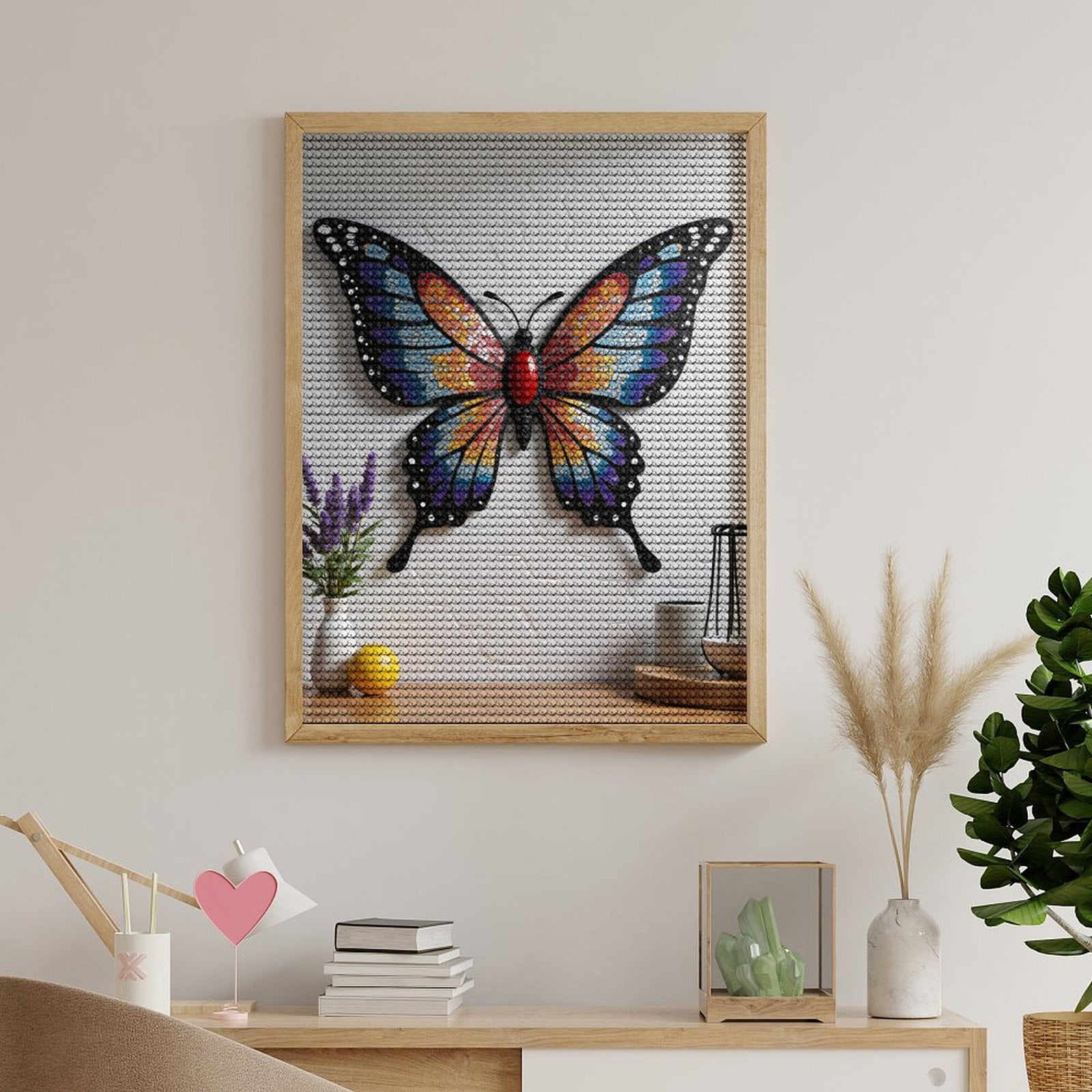 Diamond Art Kits for Adults - Colorful Mosaic Butterfly Art 5d Diamond Painting for Adults, Diamond Art for Adults Beginners, Frameless Diamond Painting Kits for Adults for Home Wall Decor