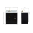 thumbnail image 3 of Ariel Hepburn 37 In. Left Offset Rectangle Sink Vanity With 1.5 In. Carrara White Countertop In Black, 3 of 6