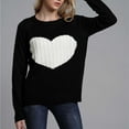 thumbnail image 2 of Lilgiuy Woman Love Long Sleeves Round Neck Loose Tops Blouse Knitted Sweater,Black,8 2022 Fall Winter, 2 of 5