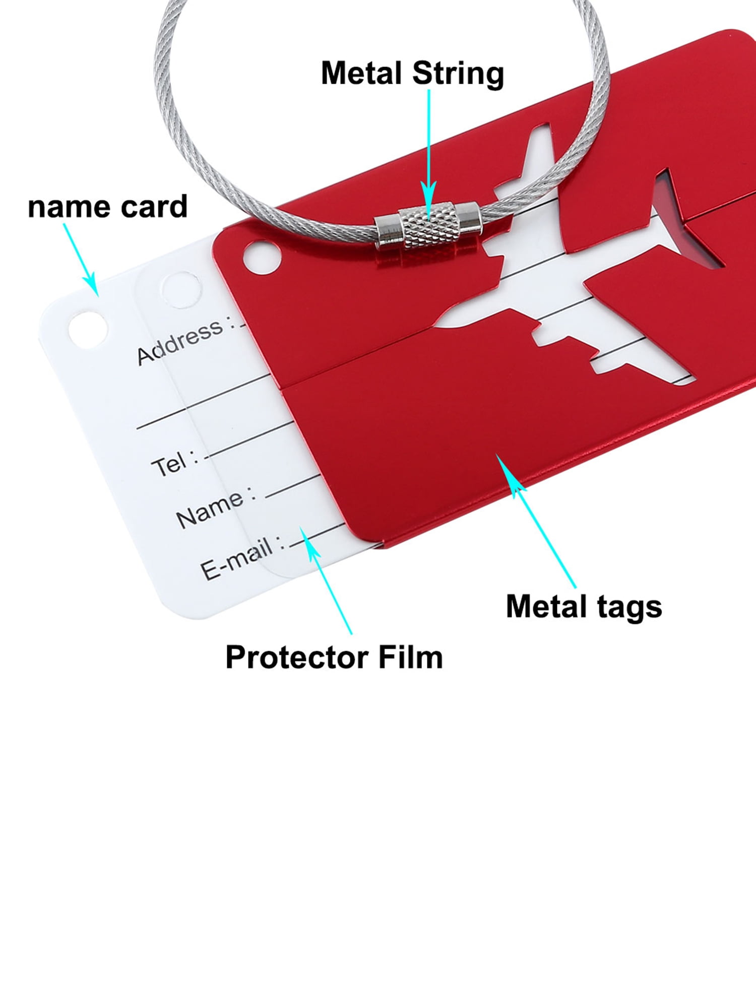 Airport Luggage Handbag Name Address Message Label Tag Card Holder Red