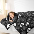 thumbnail image 3 of Homewish Skull Spider Web Queen Comforter Set for Kids, Gothic Halloween Theme Comforter Sets Queen, Black Reversible, 3 Pieces, 1 Comforter and 2 Pillowcases, 3 of 6