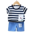 thumbnail image 5 of Quealent Toddler Boy Summer Outfit Set 2 Piece Short Sleeve T Shirt and Short Soft Breathable Cotton Clothing Sets (Light Blue, 9-18 Months), 5 of 6