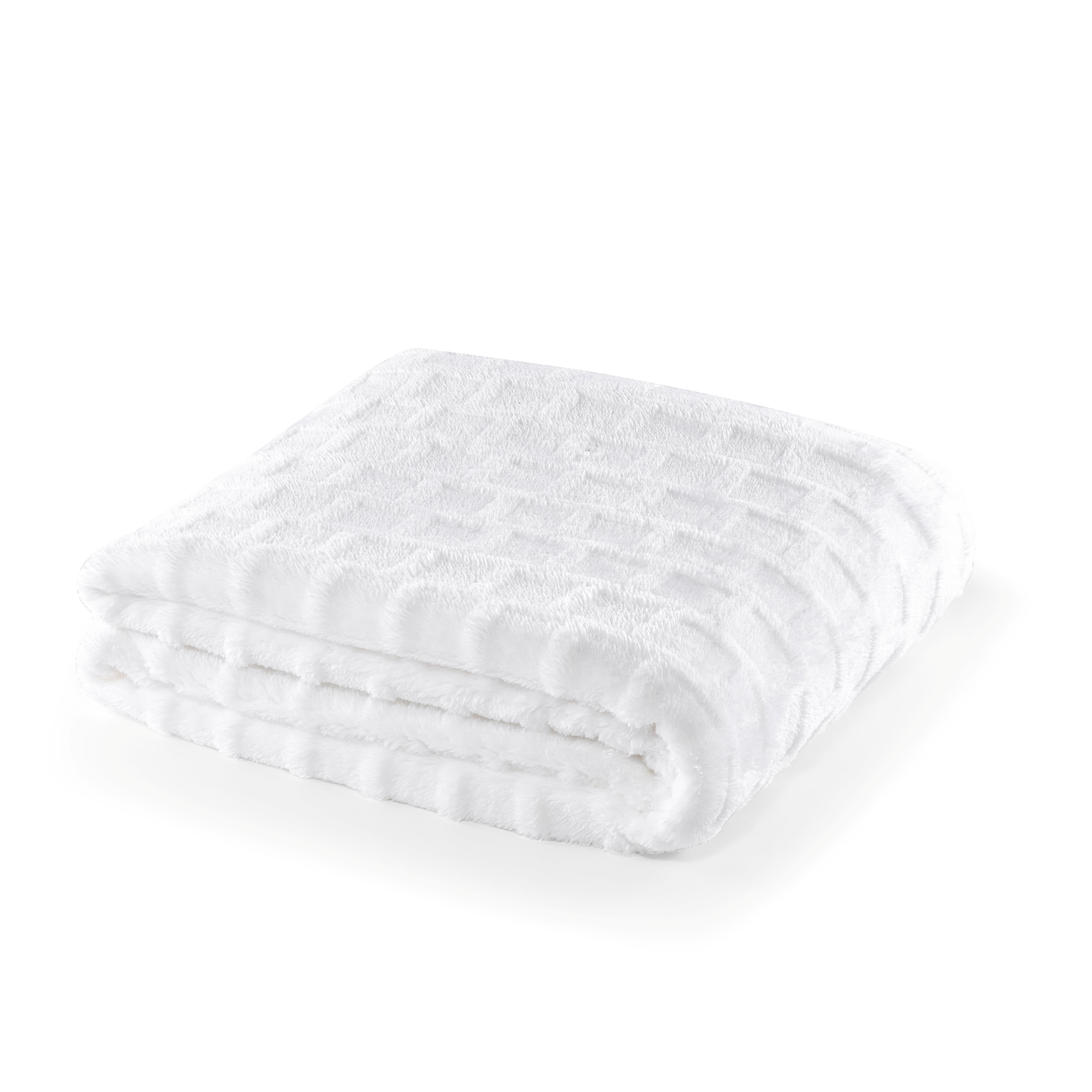 CBCHome Velvet Plush Jacquard Tile Throw Blanket for Couch - Buttery Soft, Cozy Throw, Cute Gifts for Women (Bright White, 50" x 60")