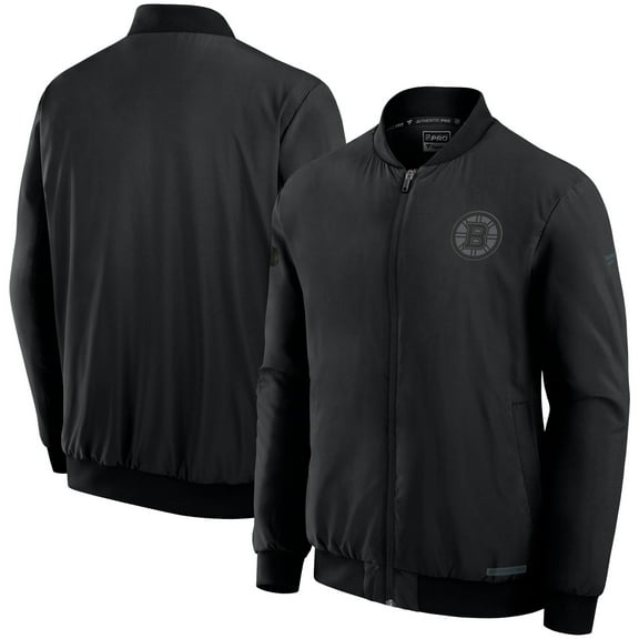 Men's Fanatics Black Boston Bruins Authentic Pro Road Full-Zip Bomber Jacket