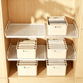 thumbnail image 4 of Expandable Cabinet Shelf Organizer, Stackable Metal Rack for Kitchen Bathroom Pantry, Adjustable Length 14.96-24.41 Inches, White, 4 of 8