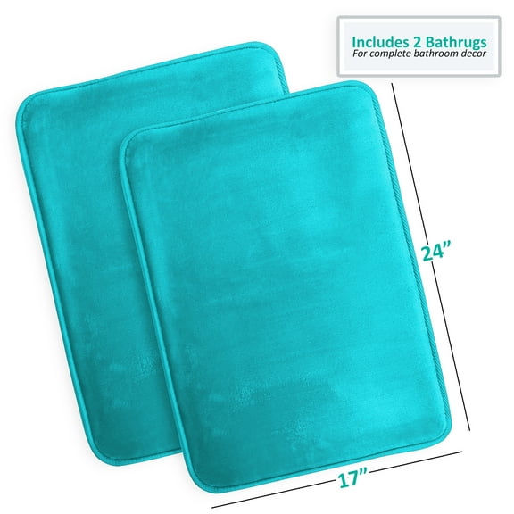 2 Piece Premium Memory Foam Bathroom Mat Set 17x24 inch, Teal