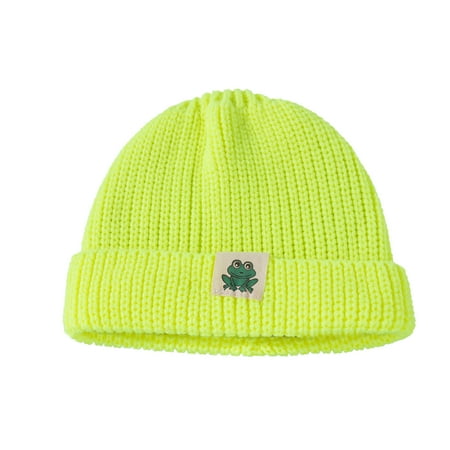 

Odeerbi Reduced Baby Boys Girls Beanie Infant Toddler Knitted Hats Kids Solid Color Dome Cartoon Label Pullover Warm Hat Children Cute Hat
