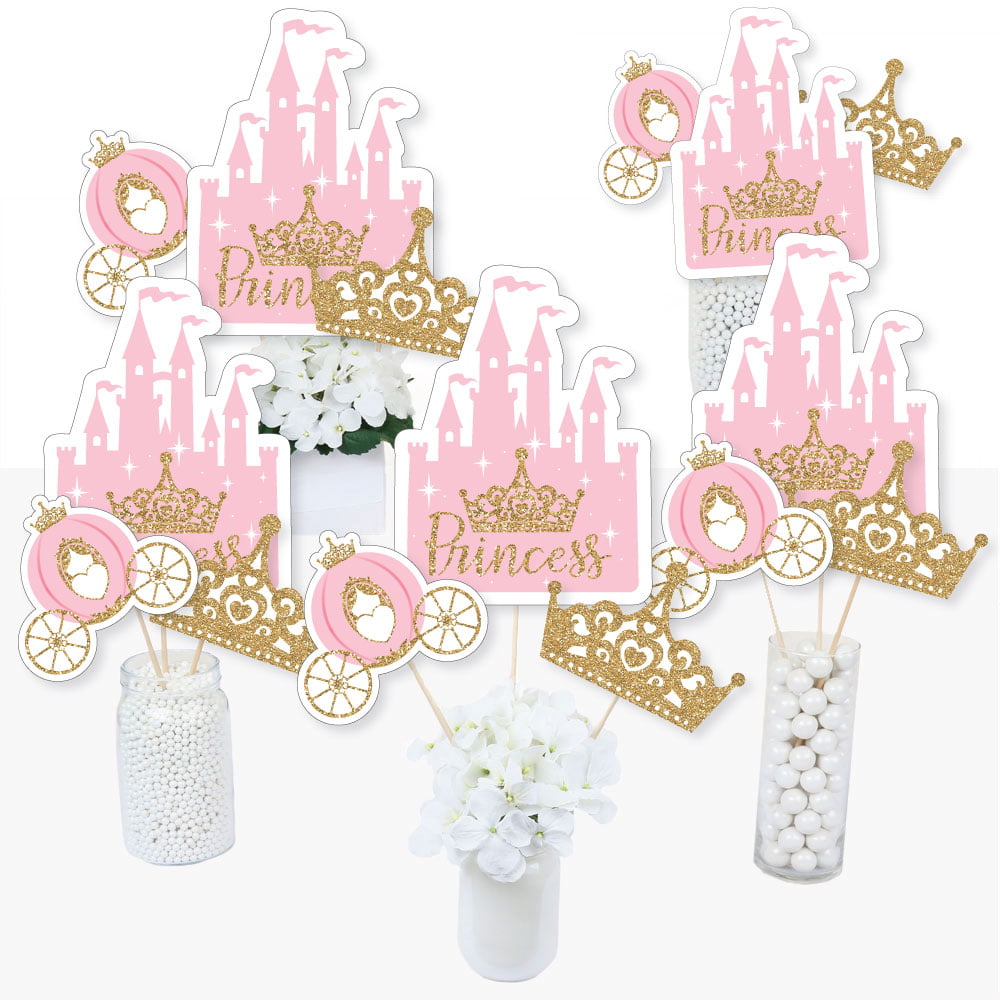 Set of 24 Gold Glitter Crown Cupcake Toppes Wedding Pick Party BABY SHOWER SBB . 