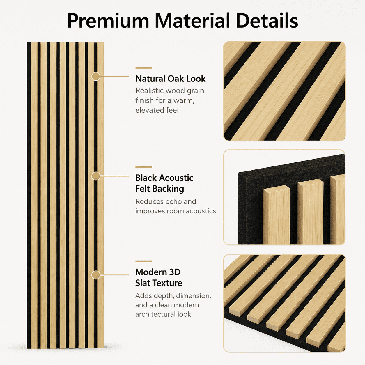 Yeslife 4-Pack Wood Slat Acoustic Wall Panels, 12 in. x 93 in., Oak MDF, Sound Absorbing, Interior Accent Wall, 31 sq. ft.