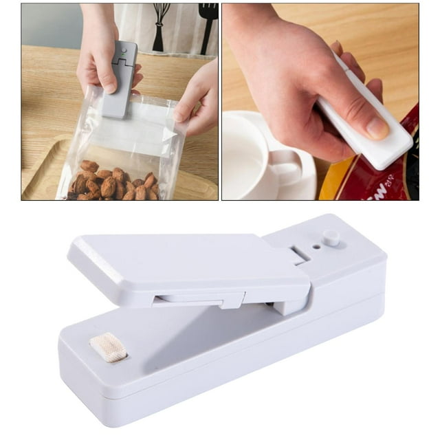 Mini sellador portátil de bolsas, de sellado de bolsas de cereales para bolsas de refrigerios, bolsas de plástico de PVC de cocina de mano Sel , blanco Yotijar Mini sellador térmico