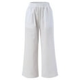 thumbnail image 4 of EDFBUYKRS Female Women Pants Casual Wide Leg Dress Pants for Women Long Women and Linen Elastic Waist Pant with Pocket Loose Harem Pants Pure Colour Crop Pants L, 4 of 7
