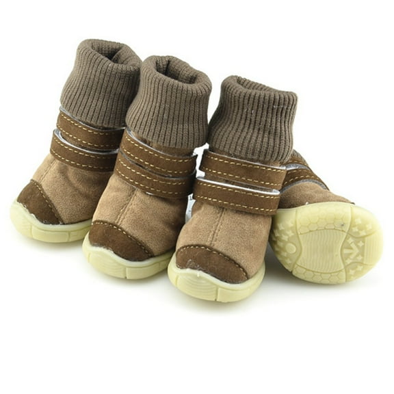 EFINNY 4PCS Dog Material-Suede Shoes Winter Anti-Slip Pet Snow Boots Warm Puppy Booties