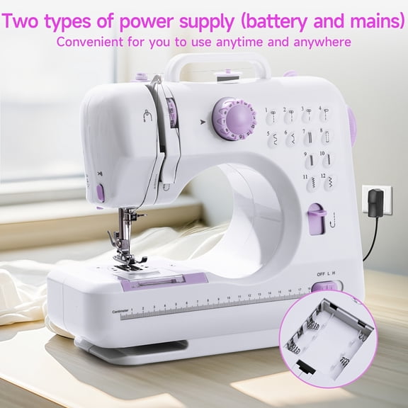 Portable Electric Sewing Machine Pro - 12 Stitches, Adjustable Speed, Overlock, Lightweight Compact Easy-to-Use for Parents/Beginners/Hobbyists | Perfect for Repair/DIY/Crafting