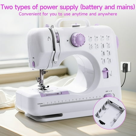 Portable Electric Sewing Machine Pro - 12 Stitches, Adjustable Speed, Overlock, Lightweight Compact Easy-to-Use for Parents/Beginners/Hobbyists | Perfect for Repair/DIY/Crafting