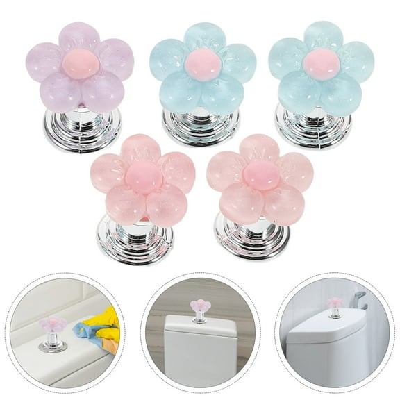 OUNONA 5pcs Universal Toilet Button Pusher for Manicure Creative Flush Button Handle Interesting Toilet Tank Button Decoration
