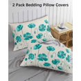 thumbnail image 2 of Turquoise Flowers Queen Pillow Cases Set of 2 - Microfiber Bed Throw Pillow Covers, Spring Retro Watercolor Botanical Floral Decorative Lumbar Pillow Cover with Envelope Closure for Sofa 20"x30", 2 of 6