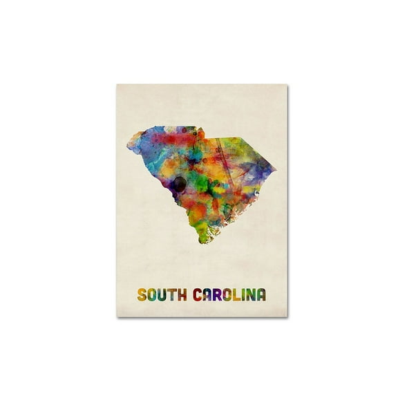 Trademark Fine Art "South Carolina Map" Canvas Wall Art by Michael Tompsett