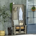 31.5IN Hall Tree with Storage Bench Coat Rack 3-Position Adjustable ...