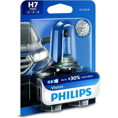 Philips H7 Vision Upgrade Headlight Bulb with up to 30% More Vision, 1 Pack