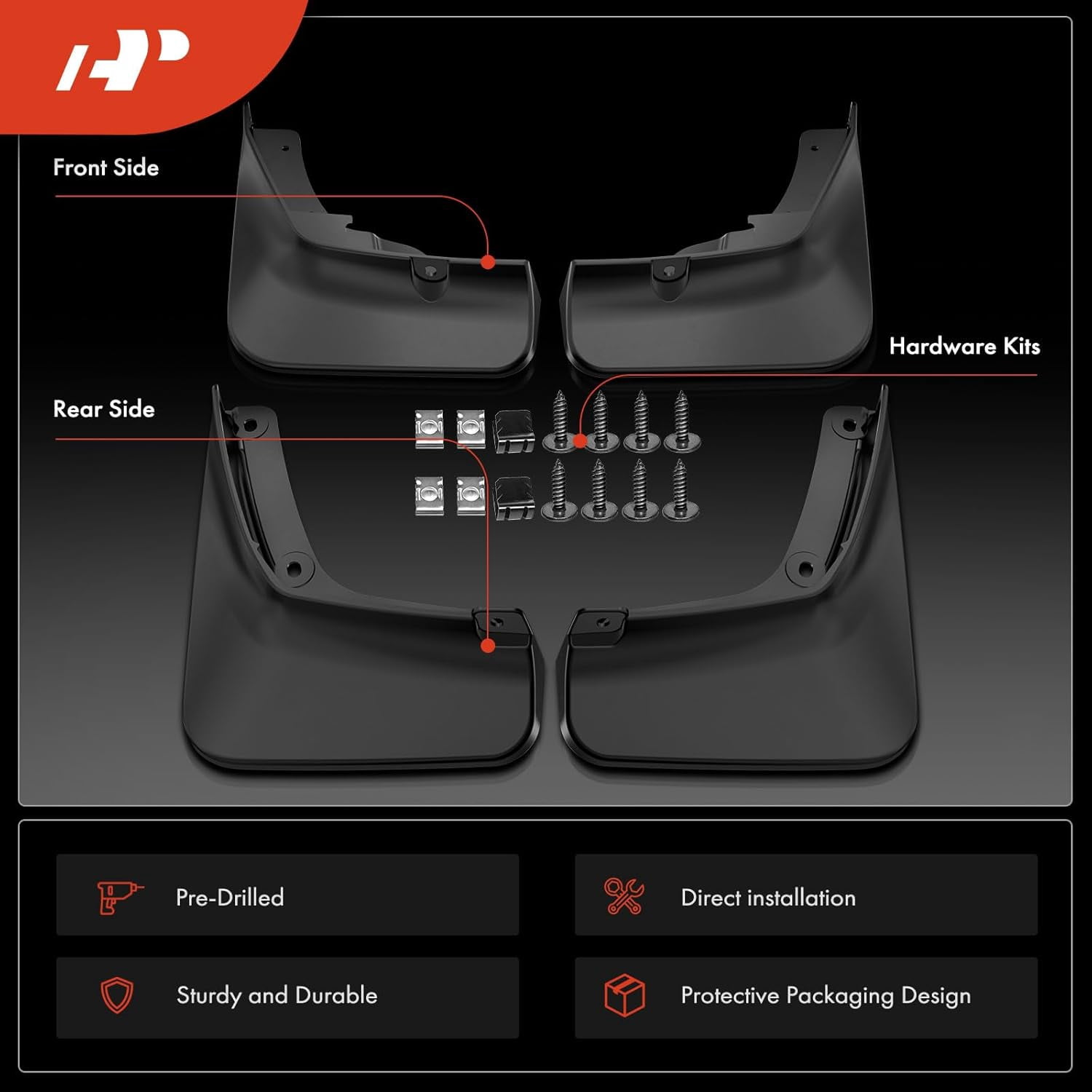 A-Premium Set of 4PCS Mud Flaps Splash Guards Mudflaps Mudguards with Hardware Kits Compatible with Lincoln Nautilus 2024 2025, Front & Rear (Driver and Passenger Side)