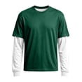 thumbnail image 7 of GrmtClth Shirts for Men Fake Two-Piece Layered Lightweight Contrast Long Sleeve Crewneck Weekend Outdoor Pullover Tees Green S, 7 of 7