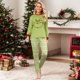 thumbnail image 2 of Family Matching Christmas Pajamas, Baby Romper/Letter Print Long Sleeve Tops and Plaid Pants Sleepwear Set (Women, M), 2 of 6