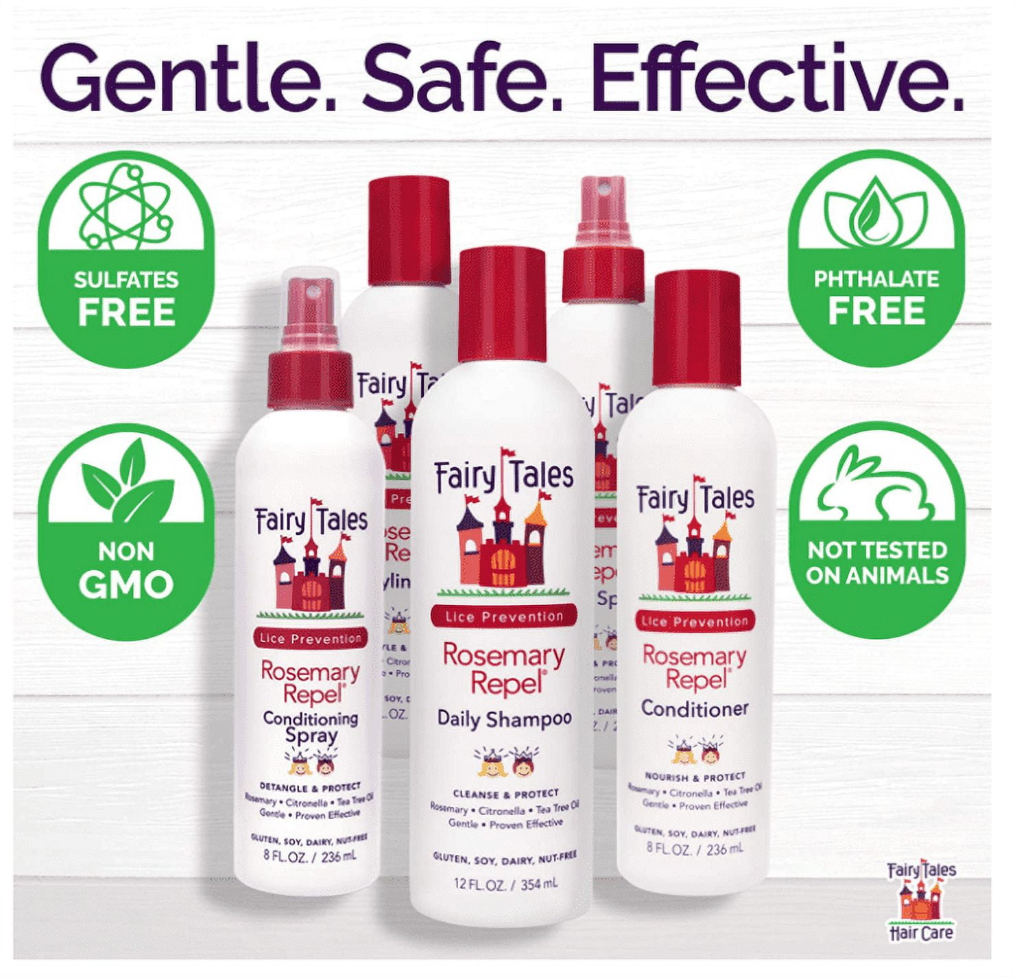 (3 pack) Fairy Tales Rosemary Repel Daily Lice Prevention Kids Shampoo, 32 oz.