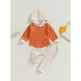 thumbnail image 2 of Wassery Toddler Baby Boy Thanksgiving Clothes Infant Fall Winter Outfit Long Sleeve Plaid Hoodies Sweatshirt Jogger Pants 2Pcs Newborn Set, 2 of 8