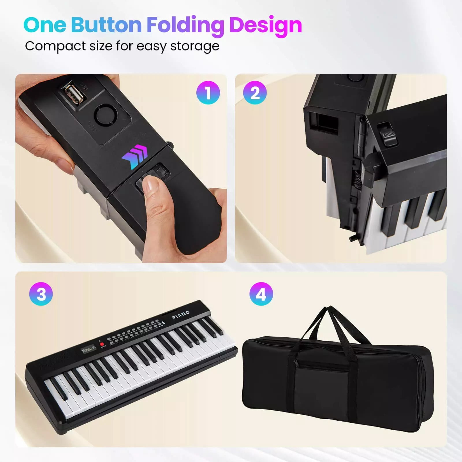 Harmijoy 88 Key Folding Piano Keyboard, Full-size Semi-weighted Electronic Piano with Wireless MIDI