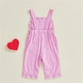 thumbnail image 4 of MEZZALL Girls Bodysuits Floral Embroidered Denim Romper Jumpsuit With Heart Design Cute Casual Sleeveless Overalls Toddler Kids Playwear Square Collar Stylish Back To School Onesie, 4 of 5