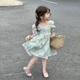 thumbnail image 6 of Nmnitkp Girl Dresses Summer Cute Print Sleeveless Round Necktie Pocket Children's Dress Green,2 Years, 6 of 8